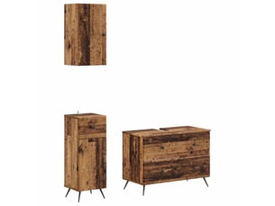 Ensemble de meuble de salle de bain 3 pièces breda bois ancien cf63342