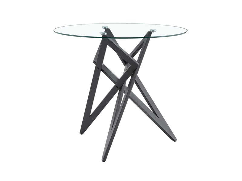  Table basse ronde en verre trempé et métal d.85 x h.75.7 cm noir W3658P486765 - Conforama B
