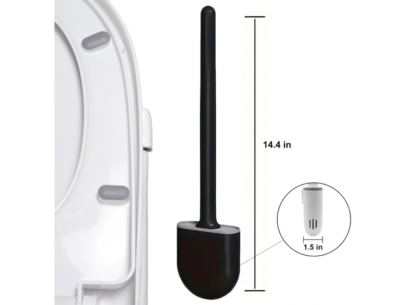 Brosse de toilette, brosse de toilette en maille de silicone, brosse de toilette et support en silicone, noir  - Conforama D
