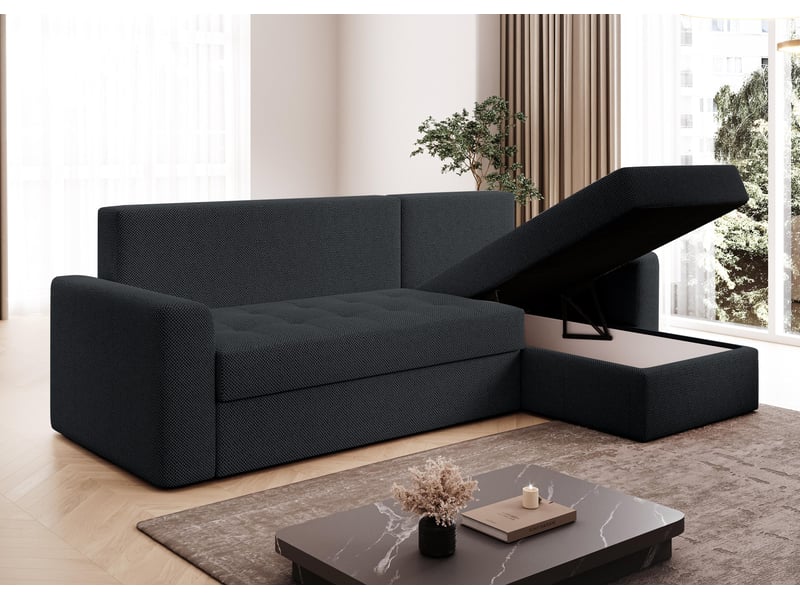 Canapé d’angle karaman 238 cm gris foncé convertible avec coffre Karaman - Conforama C