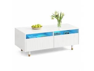 Table basse rectangulaire coloris blanc   - 50 cmx110 cm