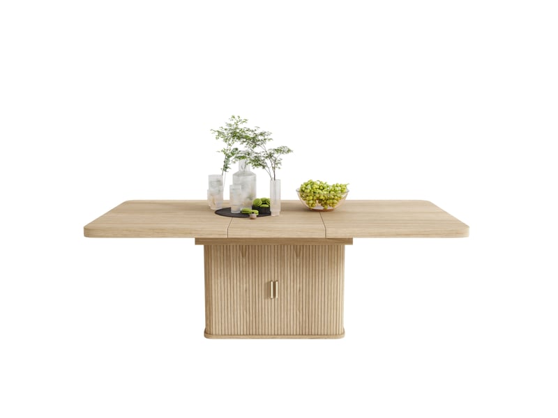  Table à manger extensible 150x90 cm à 200x90 cm avec rangement, coloris chêne  - Conforama A