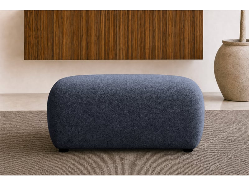  Cassis - pouf en tissu chenille bleu 105x57x40  - Conforama E
