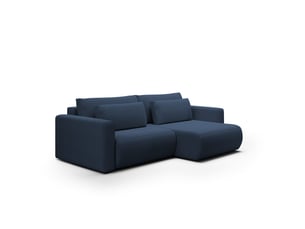 Canapé d'angle réversible convertible   5 places Tissu bleu avec coffre de rangement