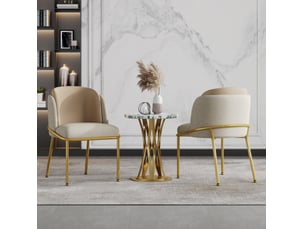 Lot de 2 chaises de salle à manger beige et kaki avec pieds réglables