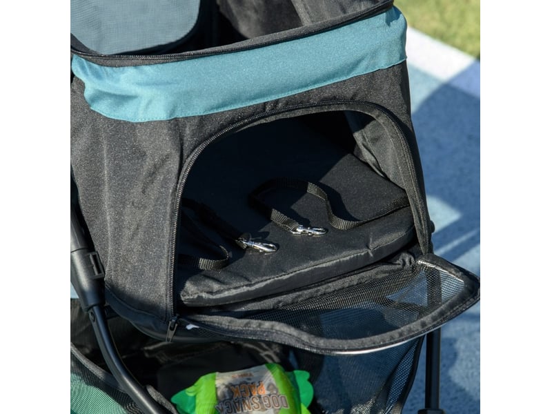  Poussette pliable 80,5x51,5x100 cm avec capote de pluie noir et bleu  - Conforama D