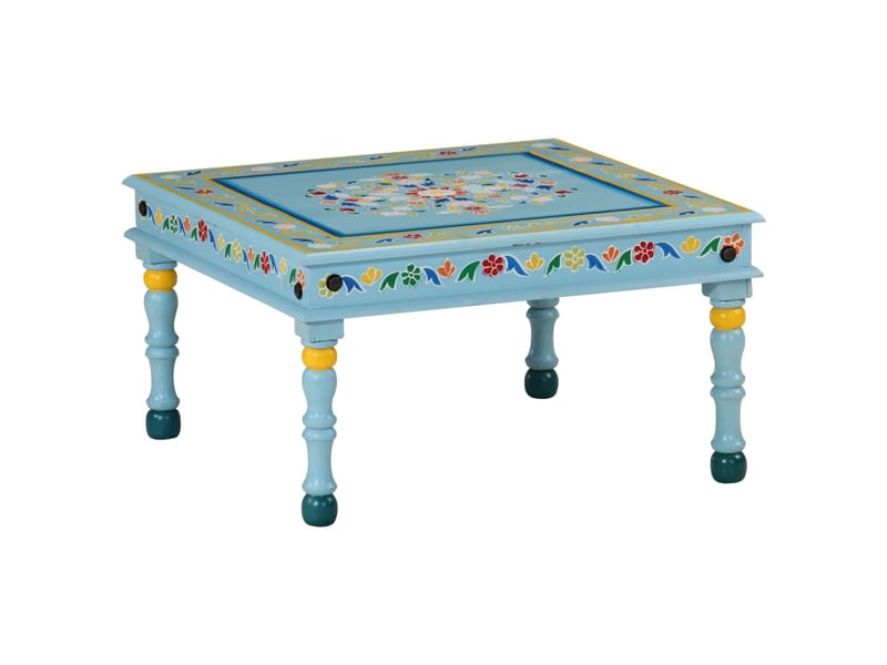  Table basse - table de salon - table à thé turquoise bois de manguier massif peint à la main  - Conforama B