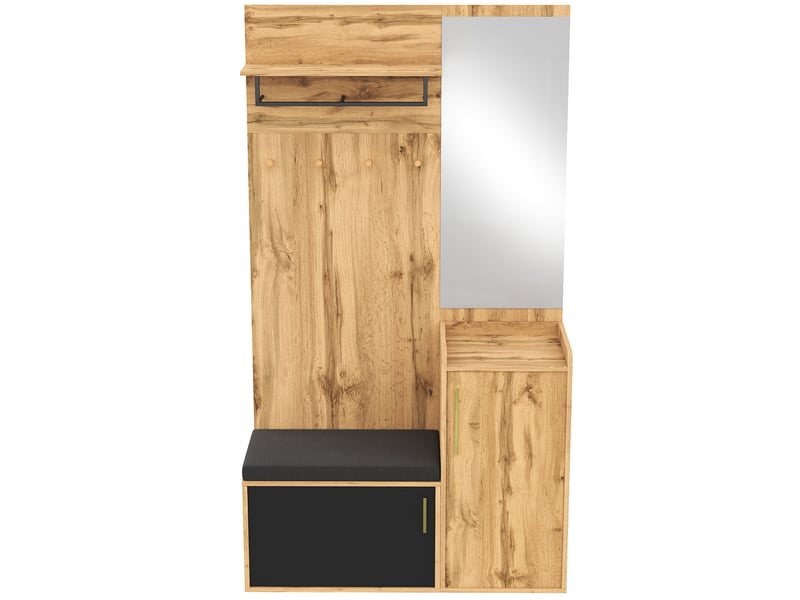  Portemanteau avec banc et rangement 100 x 185 cm en panneau de particules  - Conforama R