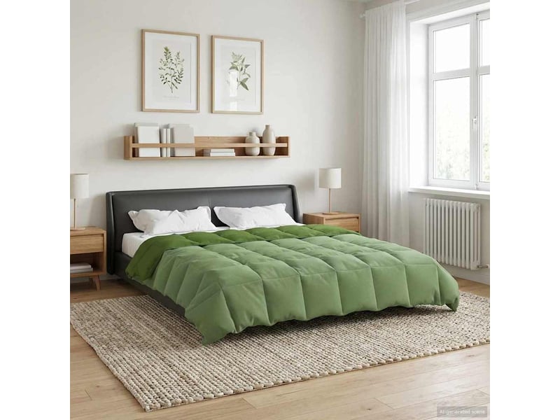  Couette - duvet d'été 200 x 200 cm été microfibre (100% polyester) vert  - Conforama D