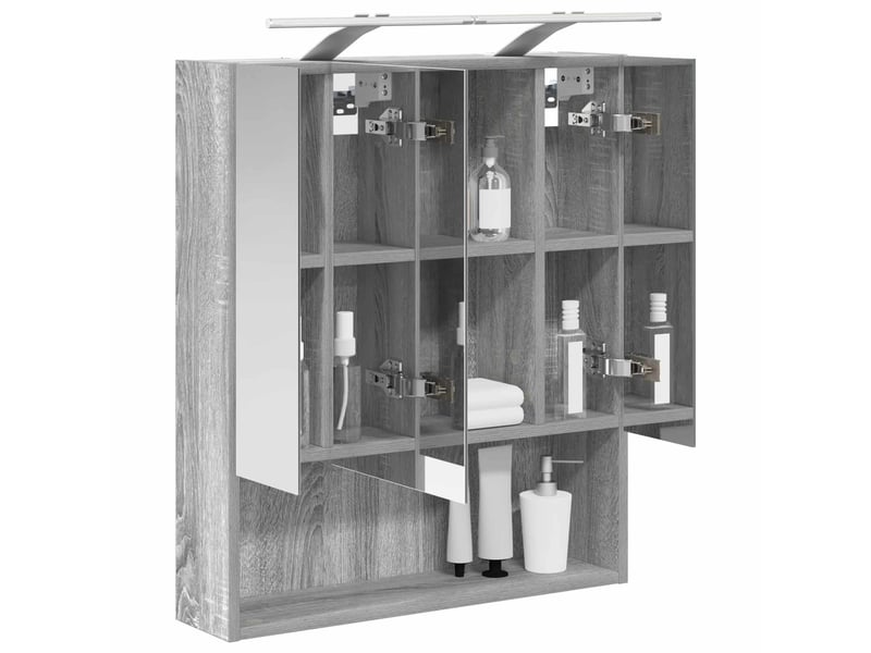 Armoire miroir de salle de bain, cabinet de salle de bain gris sonoma 60 x 14.5 x 70 cm cf65170 - Conforama C