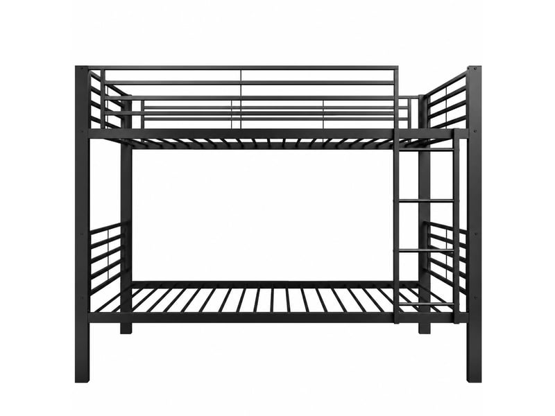  Lit superposé 90x200 cm avec échelle réversible noir, en métal, sans matelas  - Conforama E
