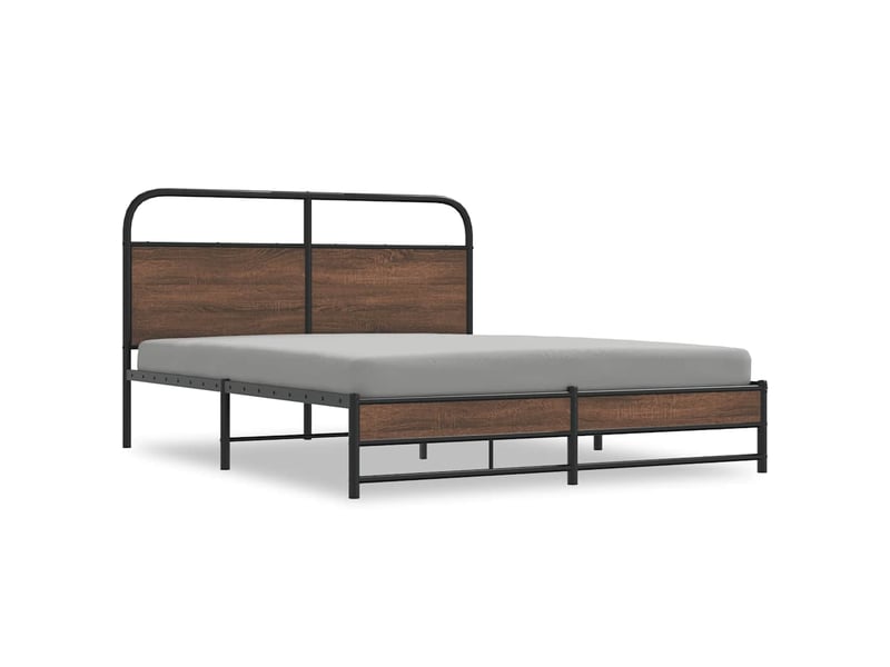  Lit double- lit adulte -  cadre de lit en métal sans matelas chêne marron 160x200 cm  - Conforama A