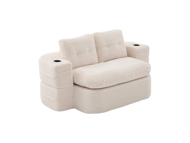  Canapé convertible modenvie 2-en-1 en velours côtelé beige 165 x 97 x 61 cm  - Conforama A