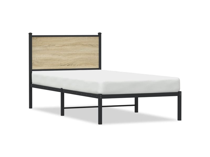  Lit simple- lit adulte -  cadre de lit en métal sans matelas chêne sonoma 80x200 cm  - Conforama A
