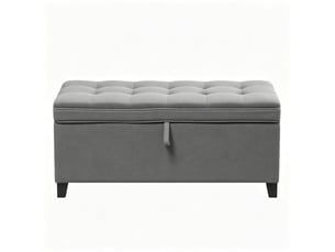 Banc de rangement tcqpz 120 x 40 x 48 cm capitonné 112 l tissu effet lin gris foncé