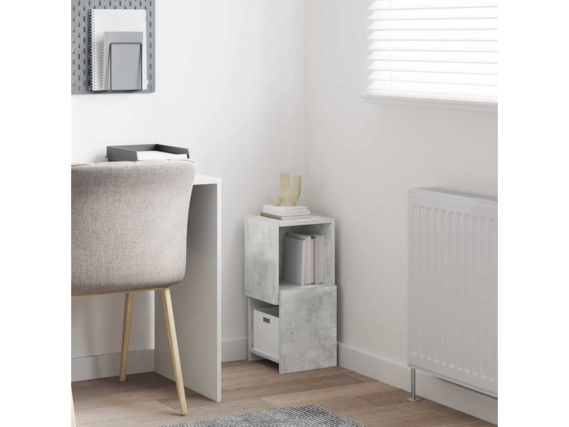  Meuble d'angle, meuble de rangement salon 25,5x25x55cm bois d'ingénierie gris béton  - Conforama D