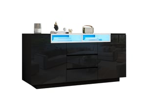 Buffet 2 porte(s) 3 tiroir(s) - 140 cm coloris noir