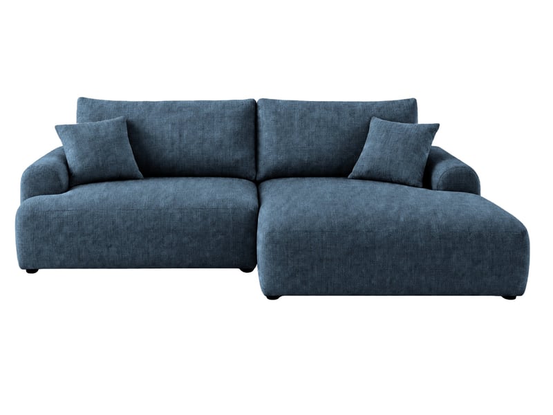 Elias - canapé d'angle convertible tissu chenille 3 places bleu gauche - Conforama A