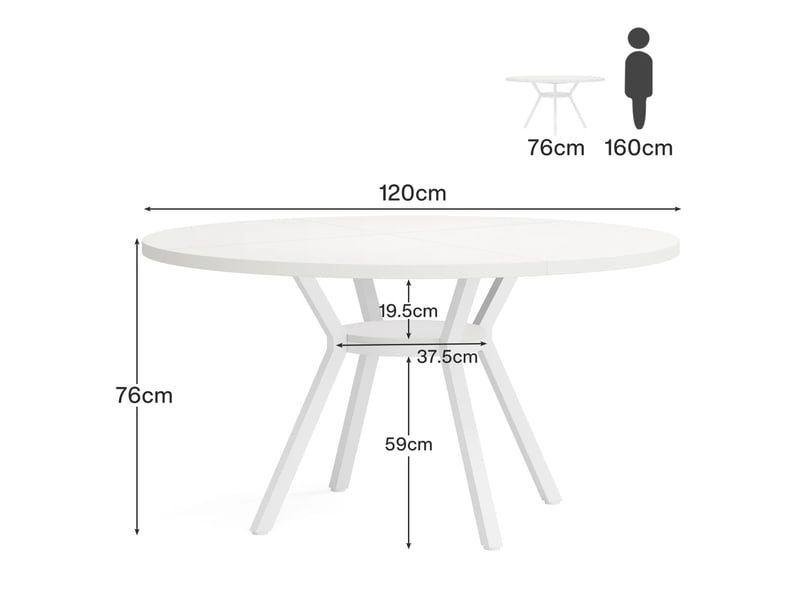 Table à manger ronde en bois et métal blanc ø120x75 cm - Conforama C