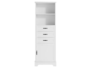Meuble de salle de bain 1 porte 3 tiroirs en mdf blanc 56 x 25.6 x 167 cm