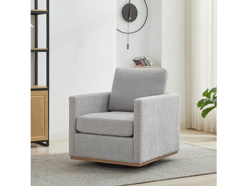  Fauteuil pivotant 360° en chenille gris avec accoudoirs  - Conforama C