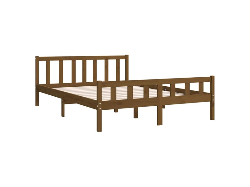 Lit double- lit adulte -  cadre de lit sans matelas marron miel bois massif 120x200 cm  - Conforama C