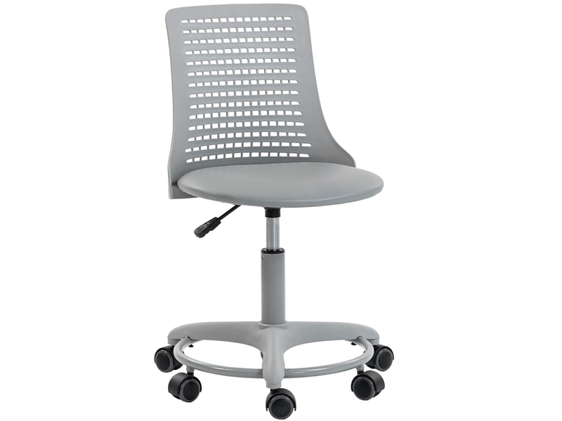  Fauteuil de bureau sans accoudoirs pivotant dossier ajouré hauteur réglable gris  - Conforama A