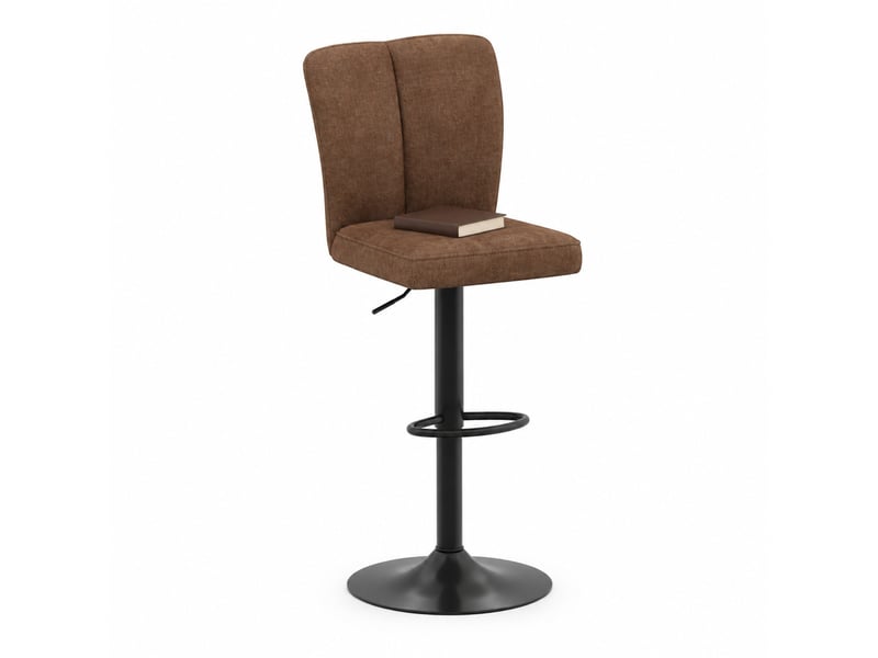  Lot de 2 tabourets de bar réglables,44,5x39,5 cm,pivotants,tissu et métal noir,marron  - Conforama A