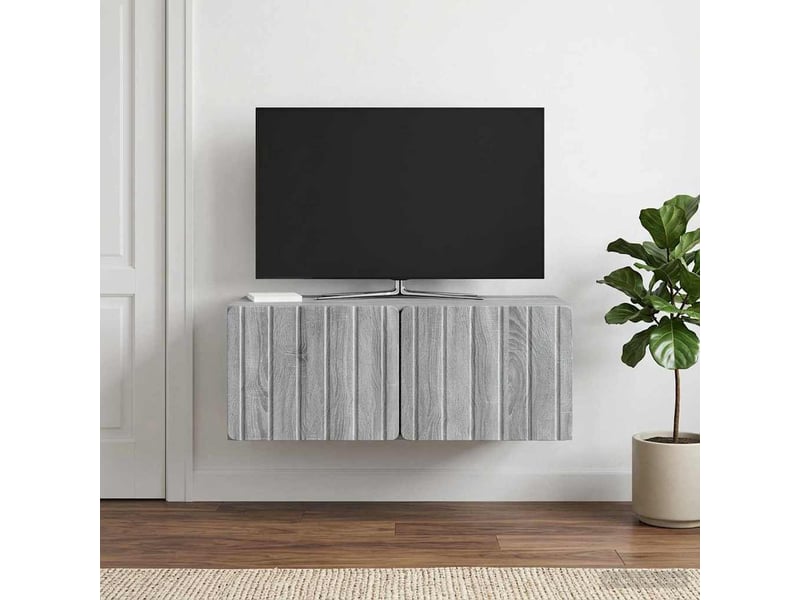 Meuble tv - banc tv - meuble de rangement mural 78,5 x 41 x 30 cm sonoma gris bois d'ingénierie  - Conforama D