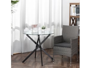 Table basse rond(e) coloris noir ULEVR  - 80 cmx80 cm