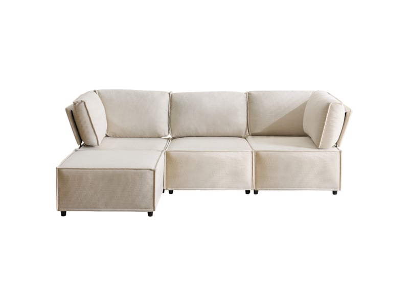  Canapé modulable modenvie convertible 4 places en tissu en lin beige 238 x 154 x 75 cm  - Conforama A