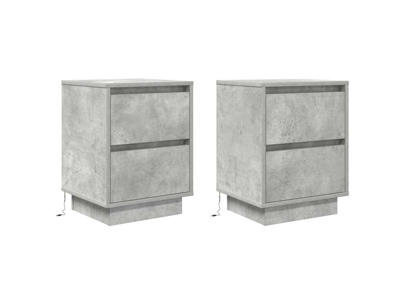  Lot de 2 tables de chevet - cabinet de chevet - table de nuit avec lumières led gris béton 38x34x50 cm  - Conforama B