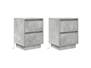Lot de 2 tables de chevet - cabinet de chevet - table de nuit avec lumières led gris béton 38x34x50 cm