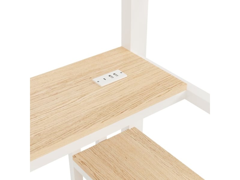 Lit mezzanine blanc 90x200 cm, cadre métal, bureau, led, escalier avec rangement, 2 usb + usb-c, sans matelas - Conforama E