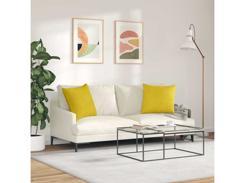  Lot de 2 coussins de canapé, coussins décoratifs jaune 50 x 50 cm cf59106  - Conforama D