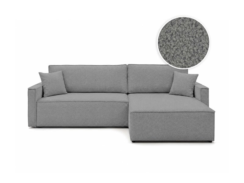  Farah - canapé d'angle max réversible et convertible 5 places accoudoirs slim en tissu bouclettes généreuses  - Conforama A