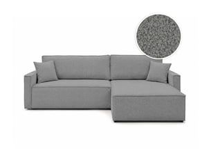 Canapé d'angle réversible convertible LOUNGITUDE FARAH 5 places Tissu bouclette Gris foncé
