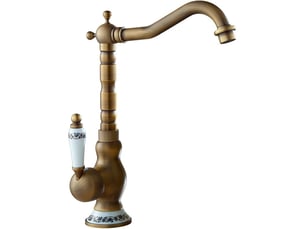 Robinet de lavabo évier de cuisine de robinet d'eau chaude et froide rétro européen en cuivre