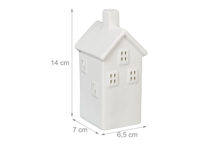  Photophore en forme de maison ambiance cosy déco intérieur 18 x 12 x 12 cm en porcelaine blanche 13_0015180  - Conforama B