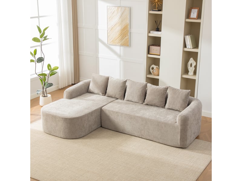  Canapé modulaire en chenille 3 places gris - sans montage, assise moelleuse avec coussin  - Conforama E