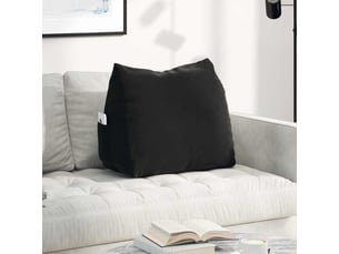 Coussin de dos, coussin de dossier noir 60 x 20 x 50 cm tissu en velours côtelé cf54844