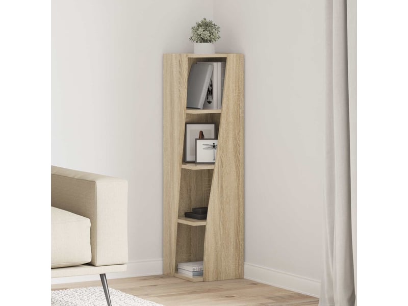  Meuble d'angle, meuble de rangement salon 27,5x27x102cm bois d'ingénierie chêne sonoma  - Conforama B