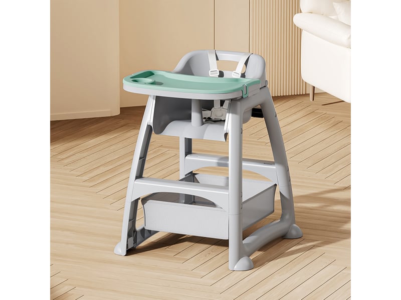  Chaise haute bébé élégance, jaune vert rose, plateau amovible, roues verrouillables, 6 mois-3 ans  - Conforama D