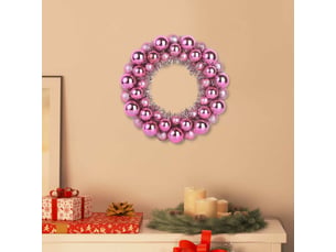 Couronnes de boules de noël 2 pcs rose 33 x 33 x 7 cm