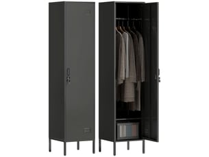 Armoire vestiaire métallique noire avec serrure et tringle à vêtements pour maison ou bureau