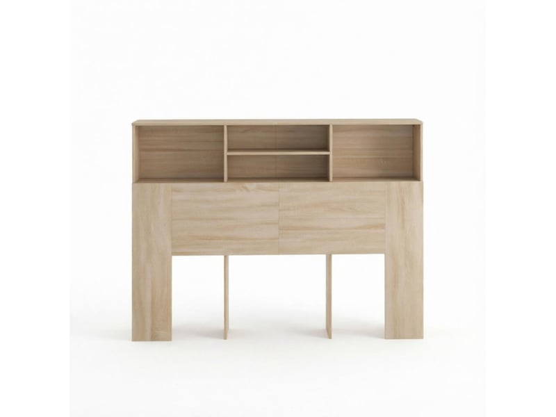  Tête de lit tcqpz 140 cm avec 4 niches de rangement en mdf et panneaux de particules coloris naturel  - Conforama A