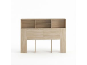 Tête de lit tcqpz 140 cm avec 4 niches de rangement en mdf et panneaux de particules coloris naturel