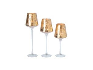Lot de 3 photophores sur pied rania 30cm doré