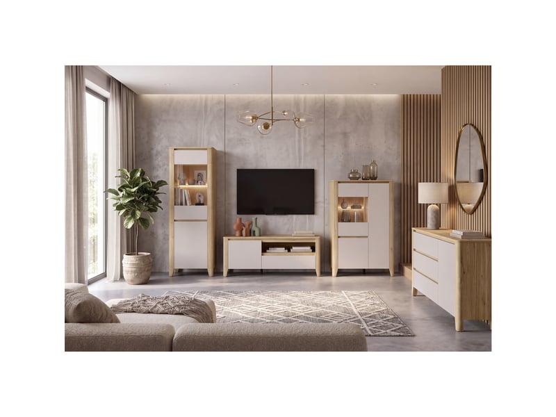  Meuble tv 1 porte 1 tiroir coloris chêne mauvellacachemire - longueur 161 x profondeur 42,5 x hauteur 64,5 cm  - Conforama D