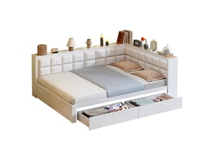 Lit avec rangement 140x200 cm REDOM coloris blanc